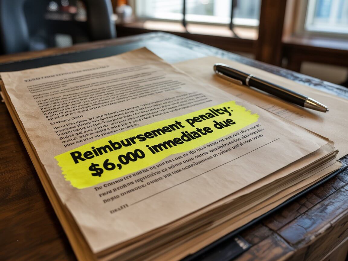 Close up of a trucking contract highlighting the reimbursement clause