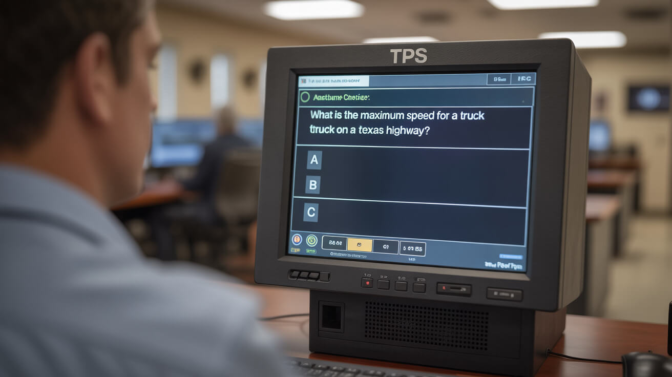 POV of a person taking the CDL test at a Texas DPS office