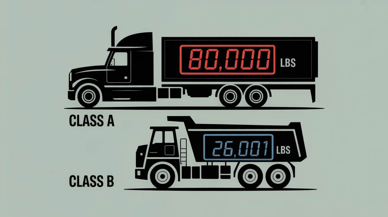 Technical diagram of Class A and B weight limits